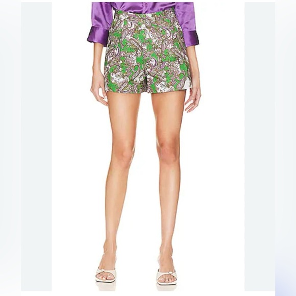 L’AGENCE -Vittoria Short in Grass Green Multi Small Paisley Women’s Size 8
